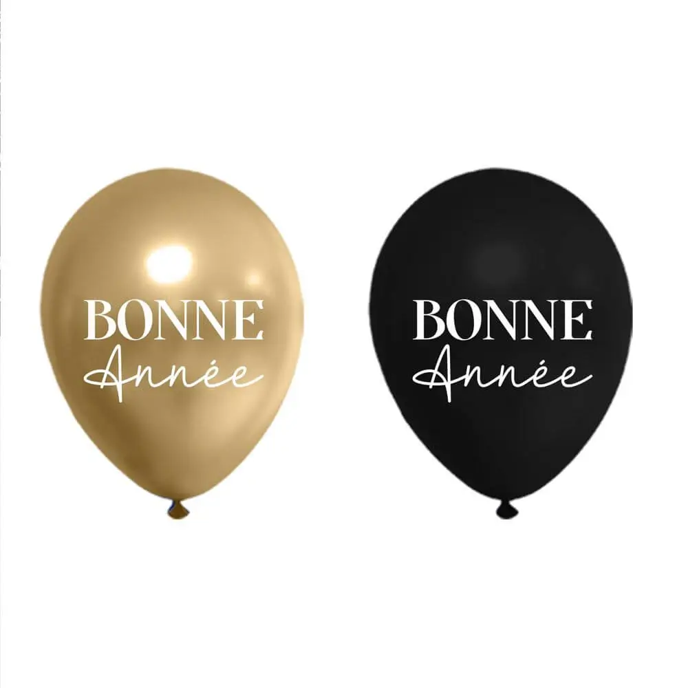 Copy of "Happy New Year" Balloons Black / Gold 30cm - Set of 8