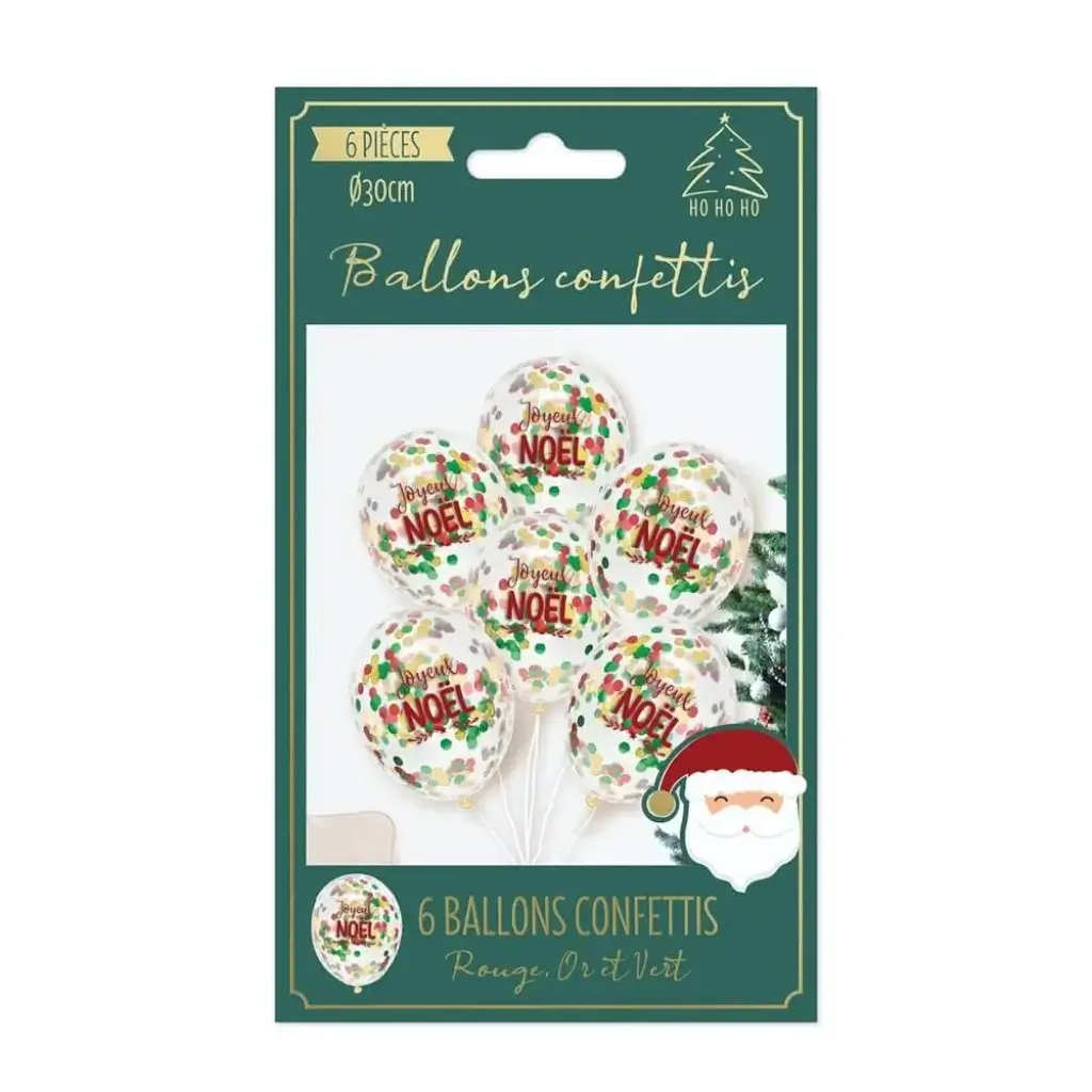 Christmas Confetti Balloons 30cm - Set of 6