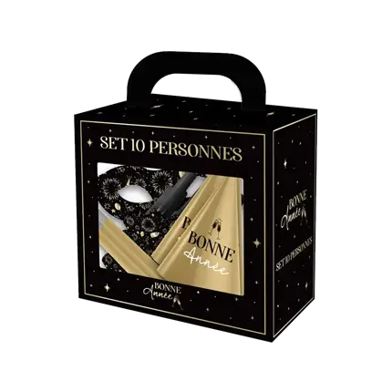 Black / Gold Happy New Year accessory set - 10 people