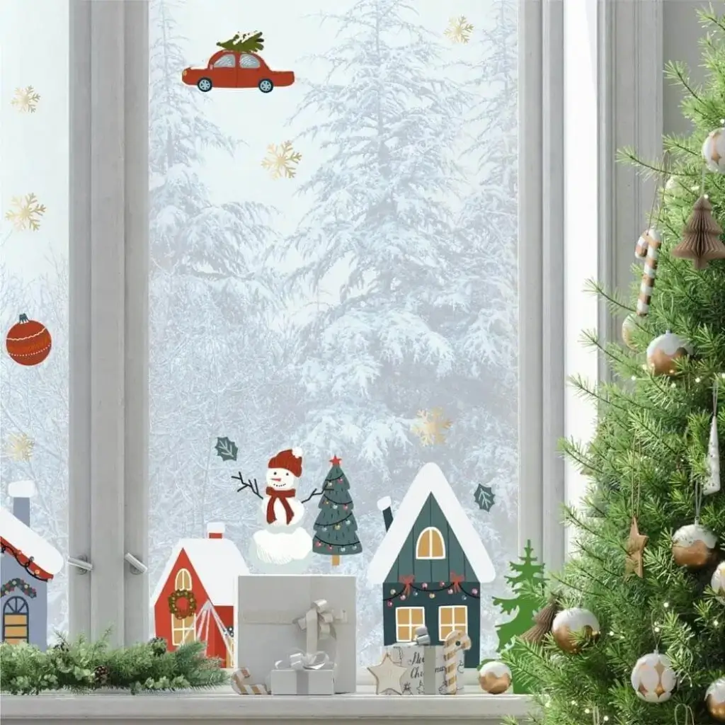 Christmas Window Stickers Christmas Village Theme