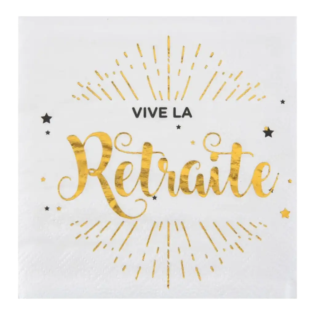 Vive la Retraite White & Gold Towel - Pack of 20