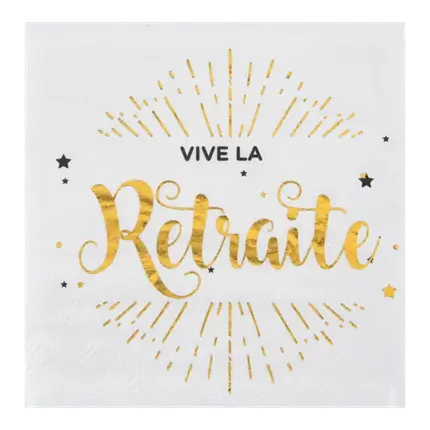 Vive la Retraite White & Gold Towel - Pack of 20