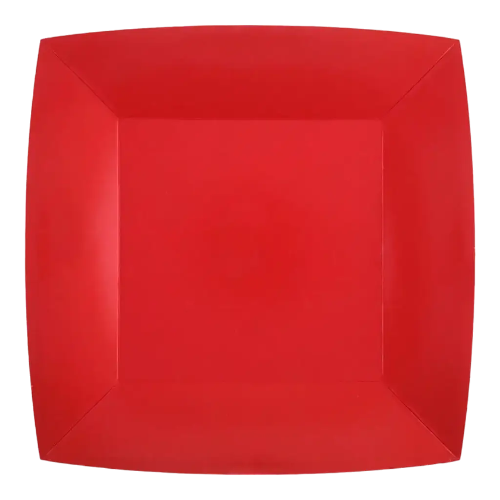 Small Square Red Plate 18cm - Set of 10