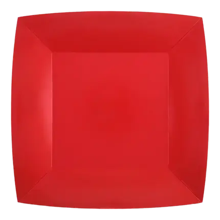 Small Square Red Plate 18cm - Set of 10