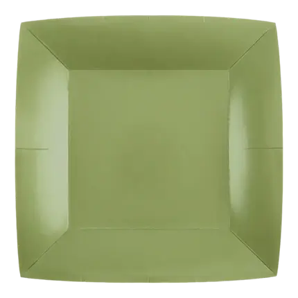 Small Square Plate Olive Green 18cm - Set of 10