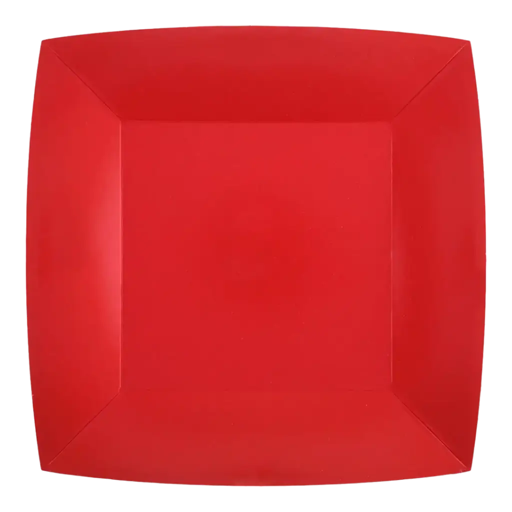Large Square Red Plate 23cm - Set of 10