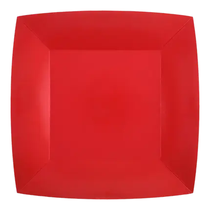 Large Square Red Plate 23cm - Set of 10
