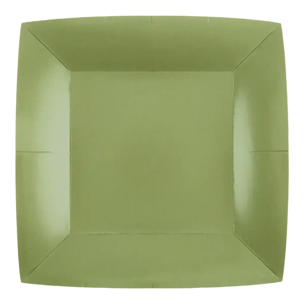 Large Square Plate Olive Green 23cm - Set of 10
