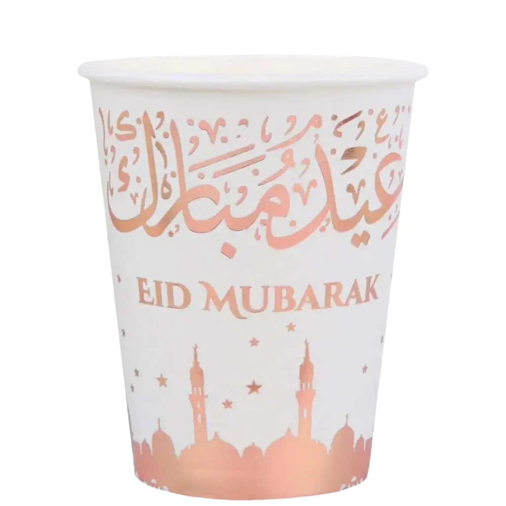 Eid Mubarak Cup Pink & White 27cl - Set of 10