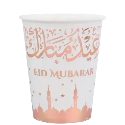 Eid Mubarak Cup Pink & White 27cl - Set of 10