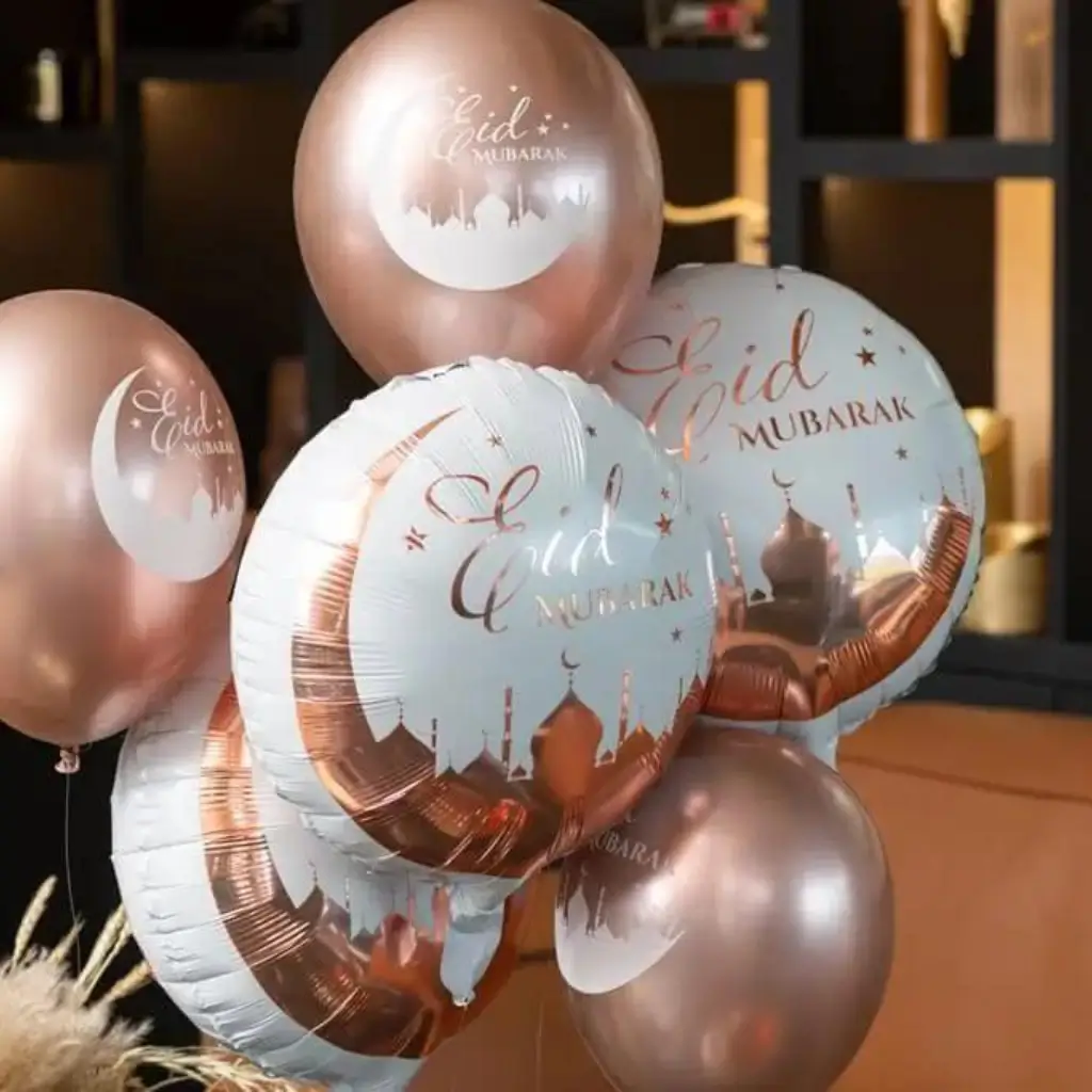 Pink Eid Mubarak Balloon - Set of 6