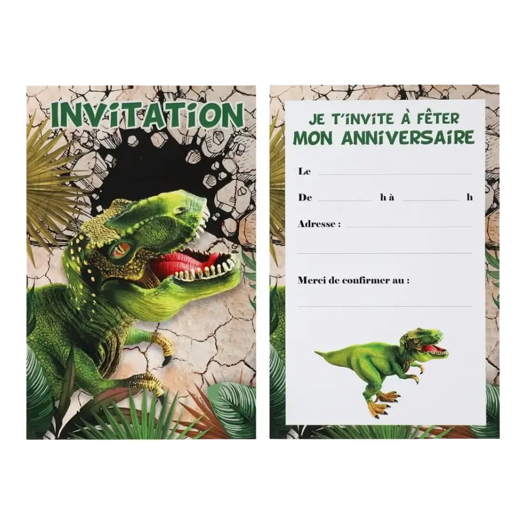 Dinosaur T Rex invitation card - Set of 6