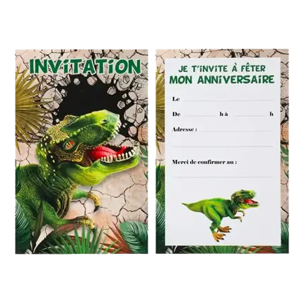 Dinosaur T Rex invitation card - Set of 6