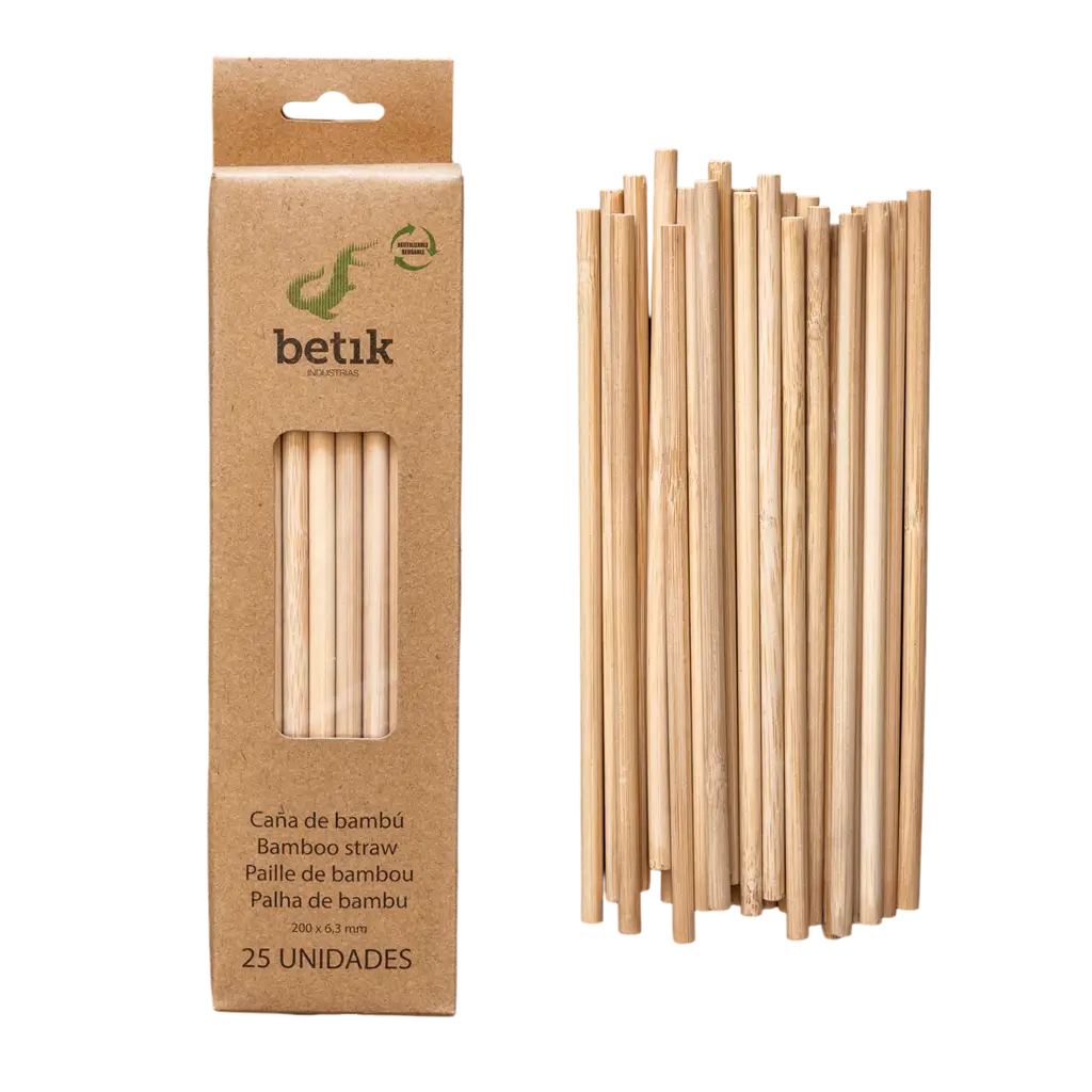 Reusable Bamboo Straw + Cardboard - Ø6mm 20cm - 25 units