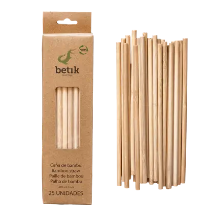 Reusable Bamboo Straw + Cardboard - Ø6mm 20cm - 25 units