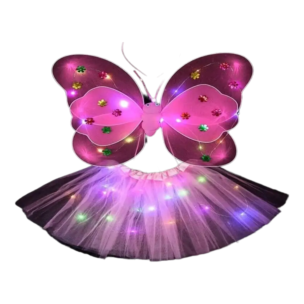 Pink LED butterfly costume (4 pieces)