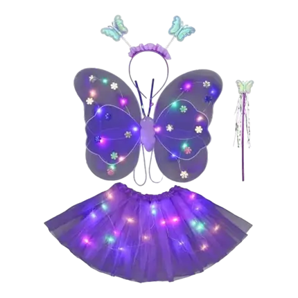 Purple LED butterfly costume (4 pieces)