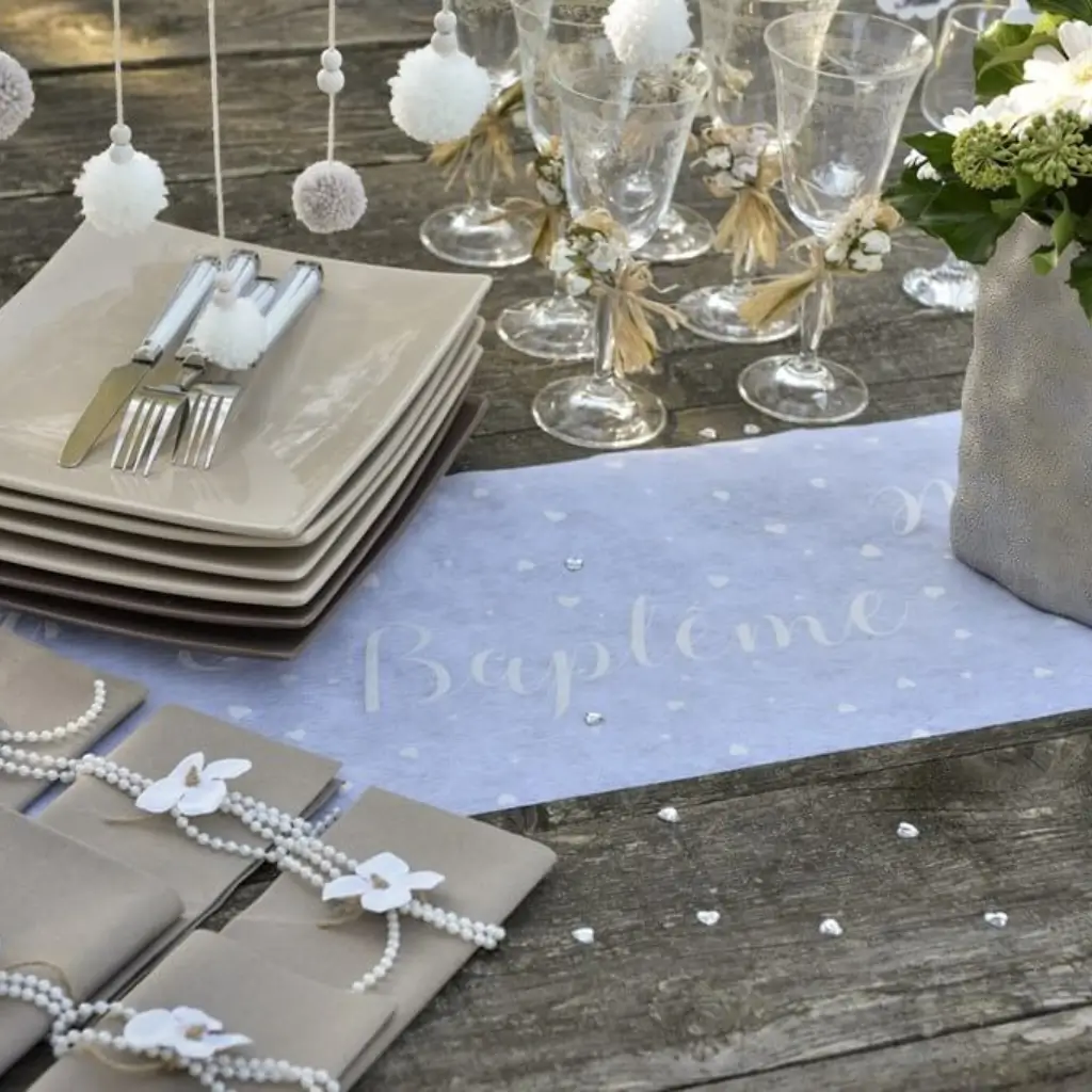 Baptism Heart table runner