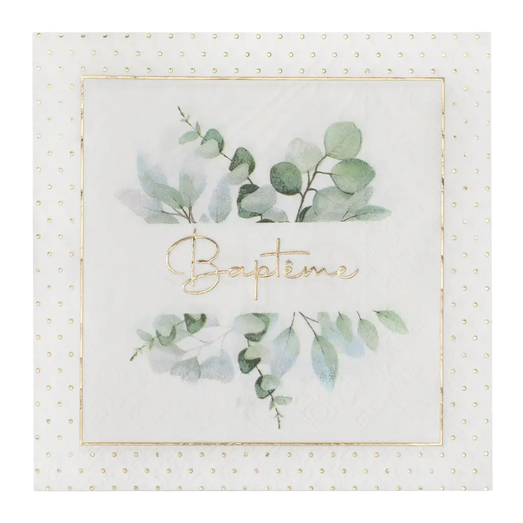 Baptism Foliage Napkin - Set of 20