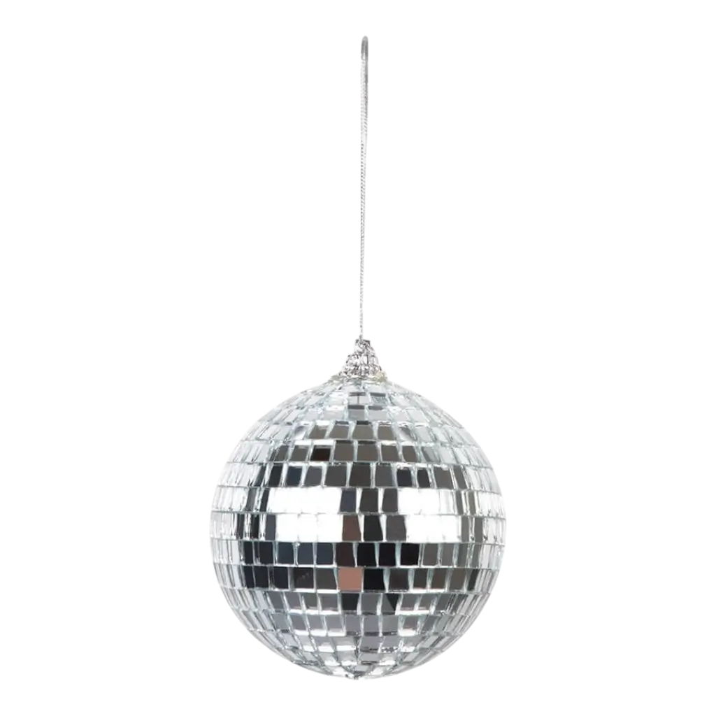 Silver faceted ball ø8cm - Set of 6