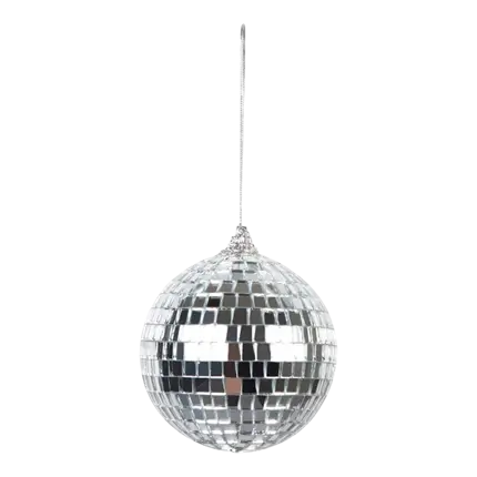 Silver faceted ball ø8cm - Set of 6