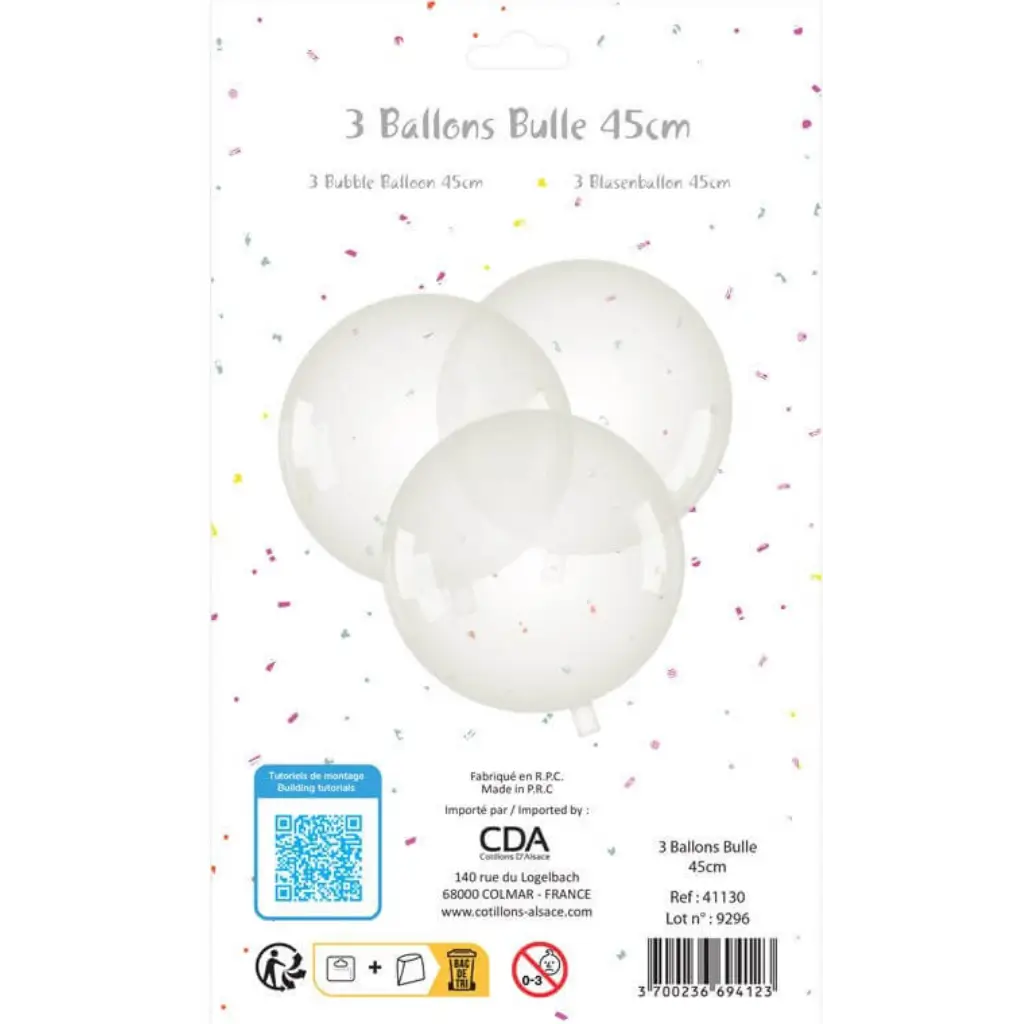 Transparent bubble ball ø45cm - Set of 3