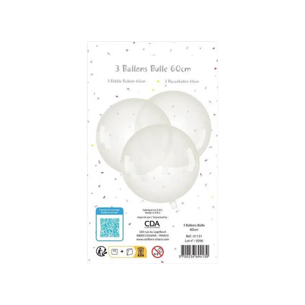 Transparent bubble ball ø60cm - Set of 3