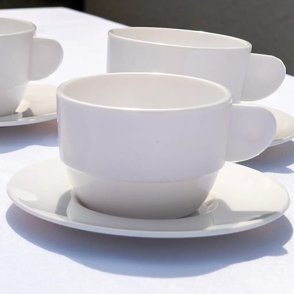 White Double Espresso Coaster ø 13cm - Set of 6