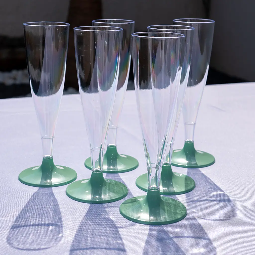 Transparent Pastel Green Champagne flute 14cl - Set of 6