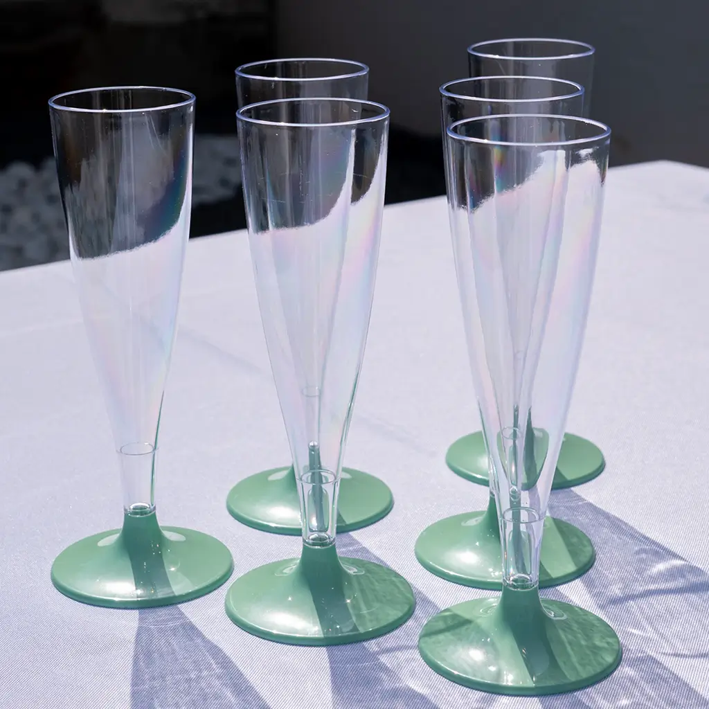 Transparent Pastel Green Champagne flute 14cl - Set of 6