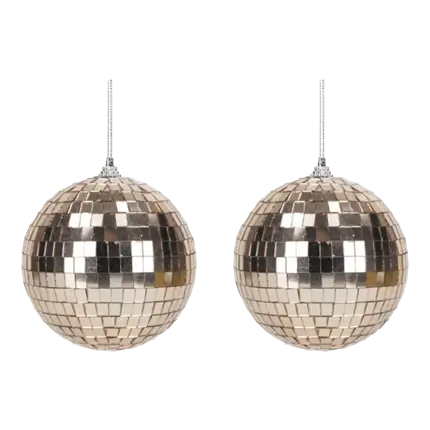 Set of 2 Rose Gold Disco Faceted Balls - 10cm