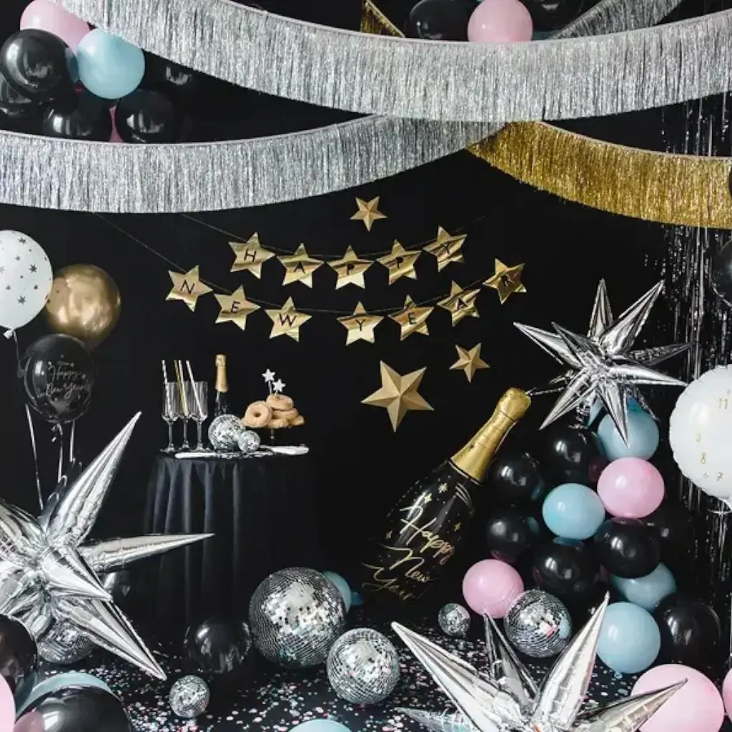 Black glittering curtain - 90x250cm