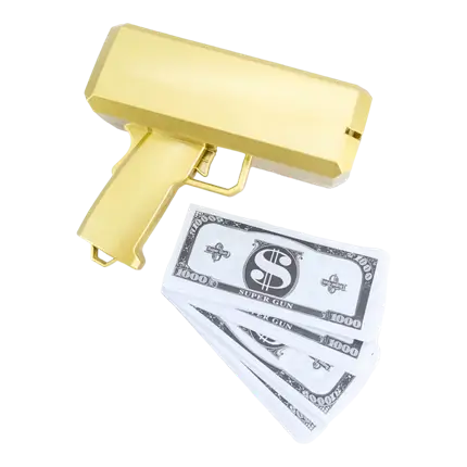 Banknote Gun - Gold Colour - 100 Fake Banknotes Included
