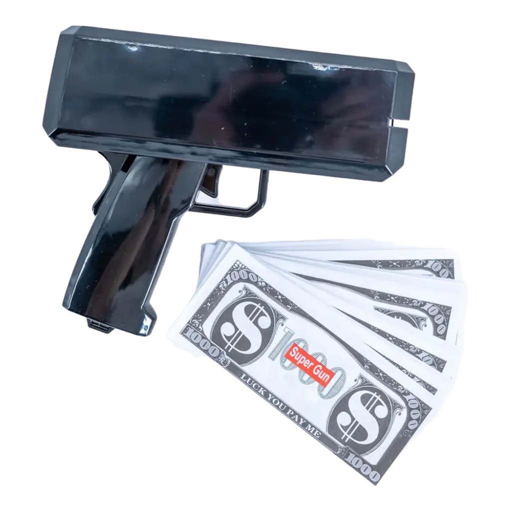 Banknote Gun - Black - 100 Fake Banknotes Included