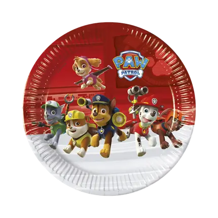 Pat'Patrouille paper plate ø23cm - Set of 8