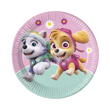 Pat'Patrol Girly paper plate ø23cm - Set of 8