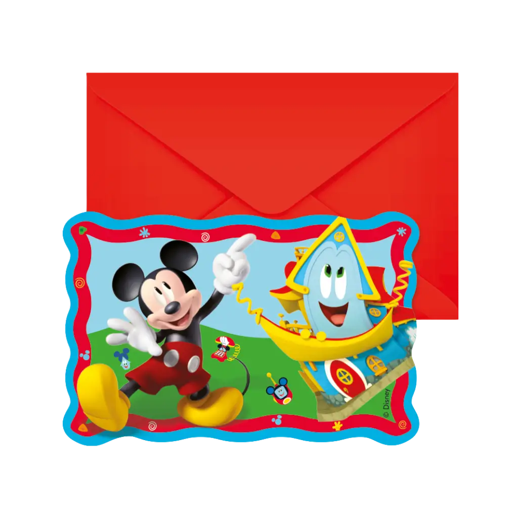 Mickey Mouse invitation card & envelope - 6 pack