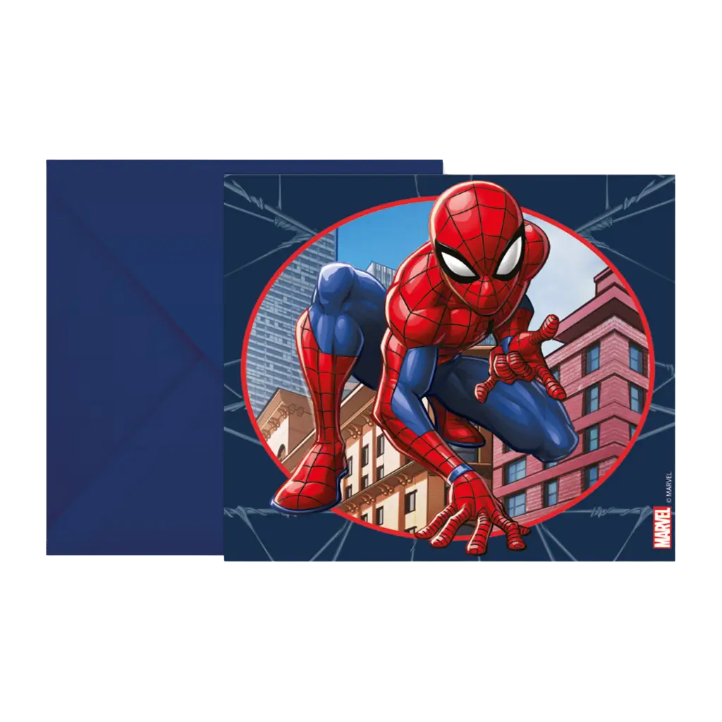 Spiderman invitation card & envelope - 6 pack