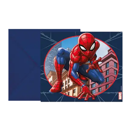 Spiderman invitation card & envelope - 6 pack