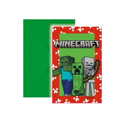 Minecraft invitation card & envelope - Set of 6