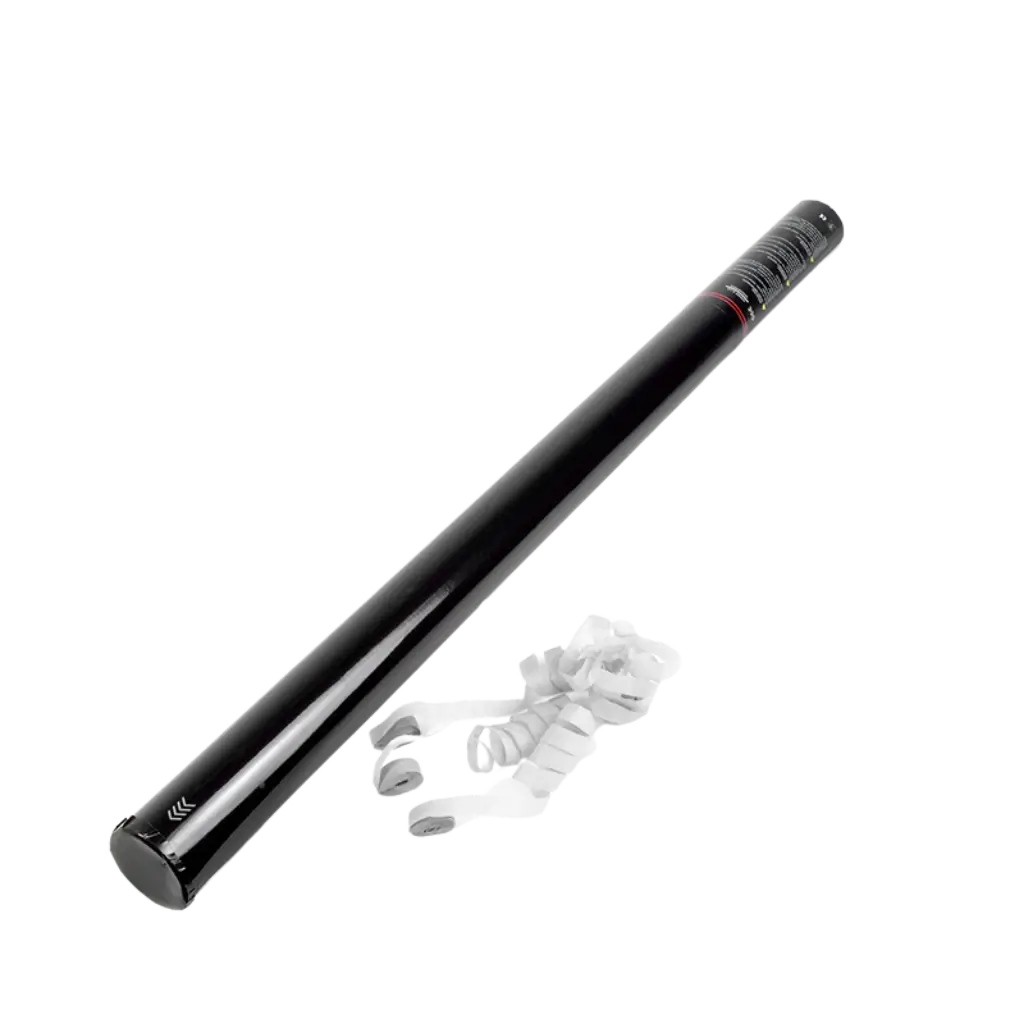 Manual Streamer confetti cannon 80cm - White