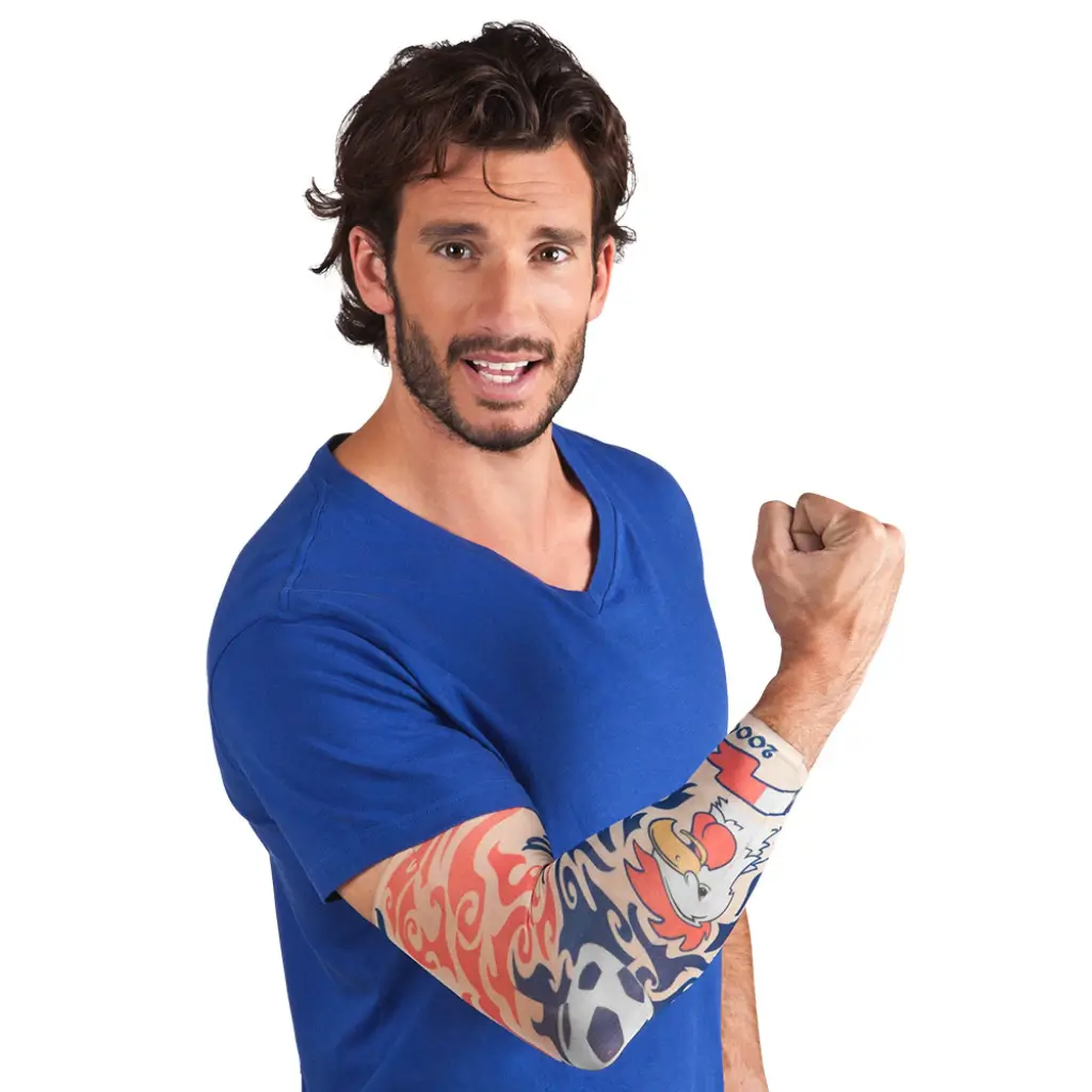 Allez les Bleus" tattoo sleeve