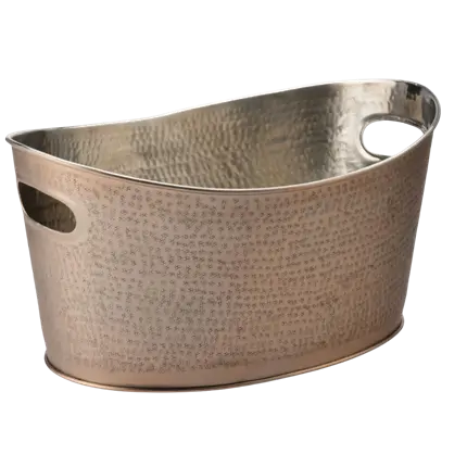Copper-coloured steel champagne bucket with handle 40x30cm