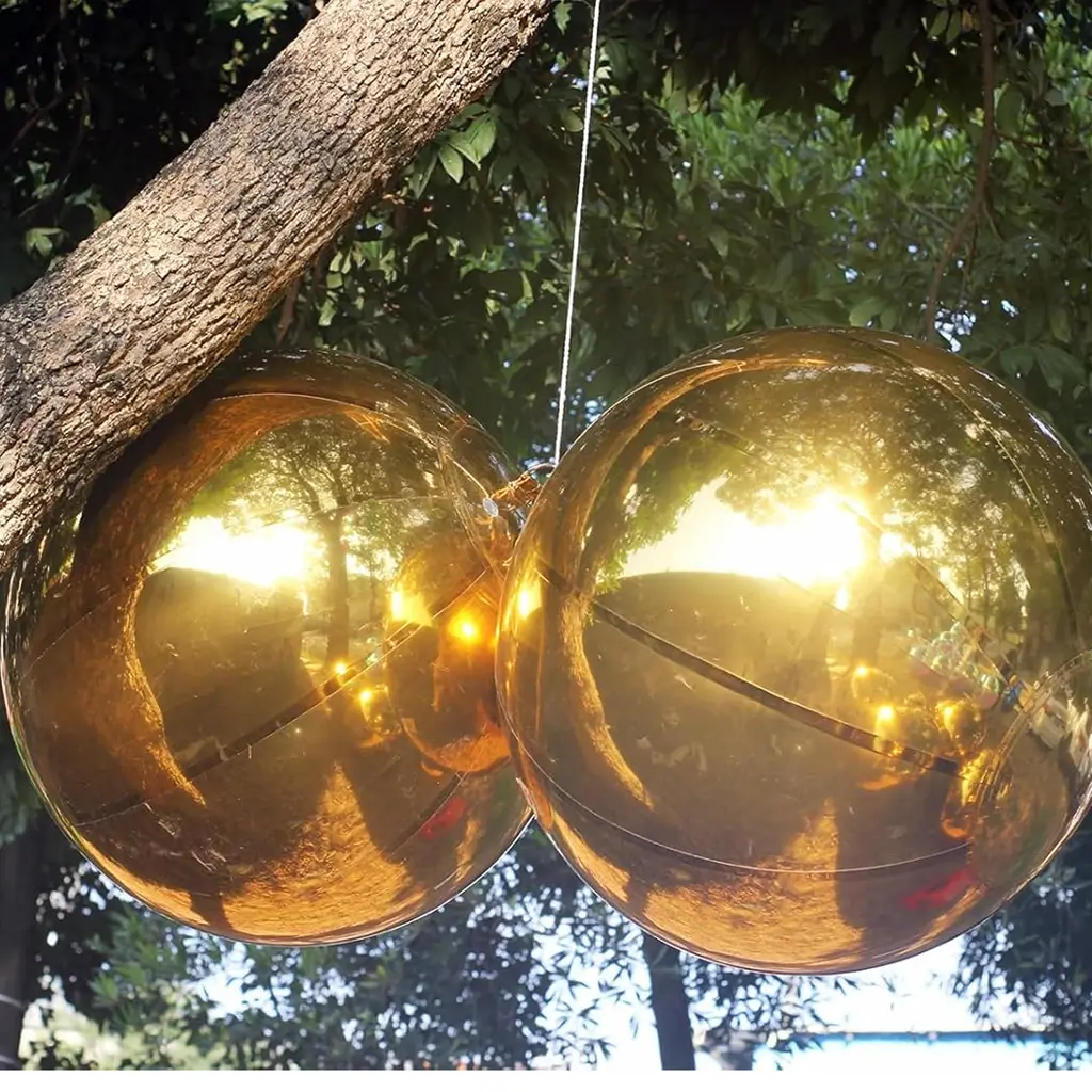 Reusable Inflatable Mirror Ball Gold 120cm