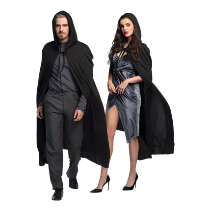 Black hooded cape - 180cm