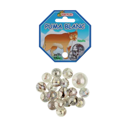 Set of 20 White Puma Marbles +1 Cap