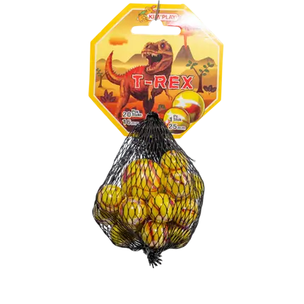 Pack of 20 T-Rex marbles +1 cap