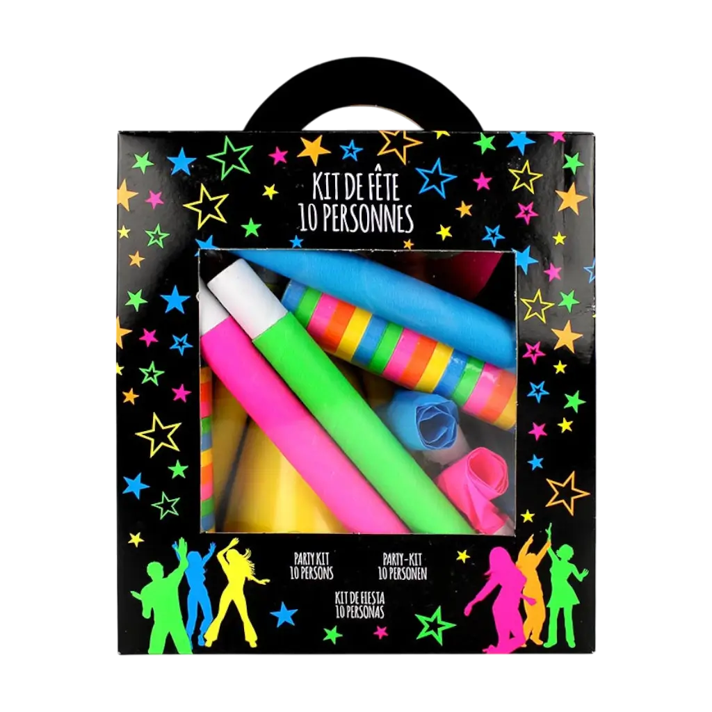 Multicoloured fluorescent party kit for 10 people