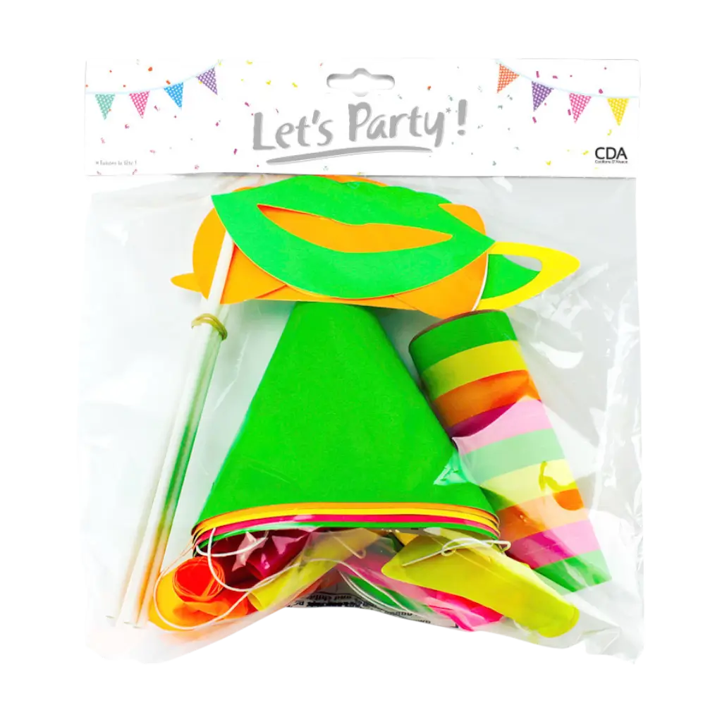 Multicoloured Fluo party kit for 5 people