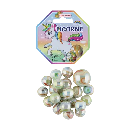 Pack of 20 Unicorn Marbles +1 Cap